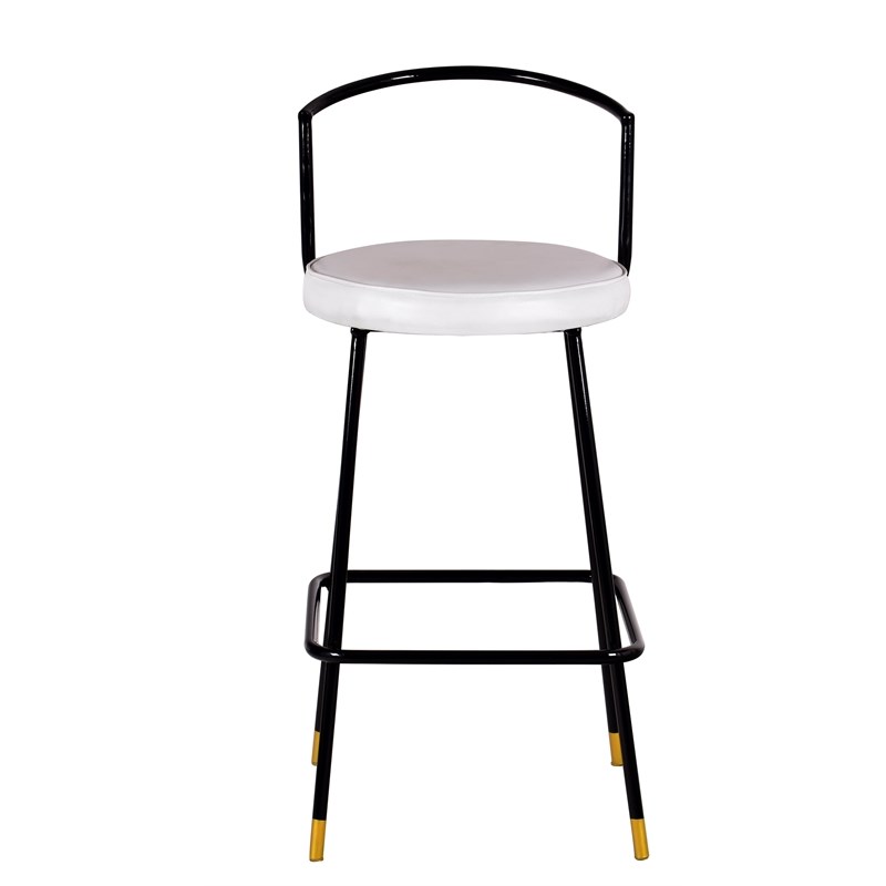Spitiko Homes Bar chair Black Water Coat Metal and White Fabric