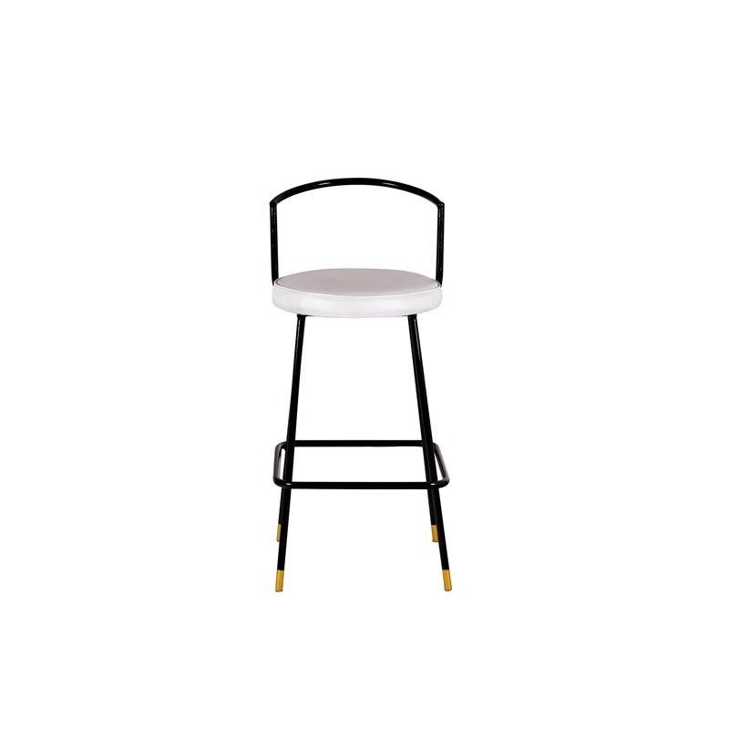 Spitiko Homes Bar chair Black Water Coat Metal and White Fabric