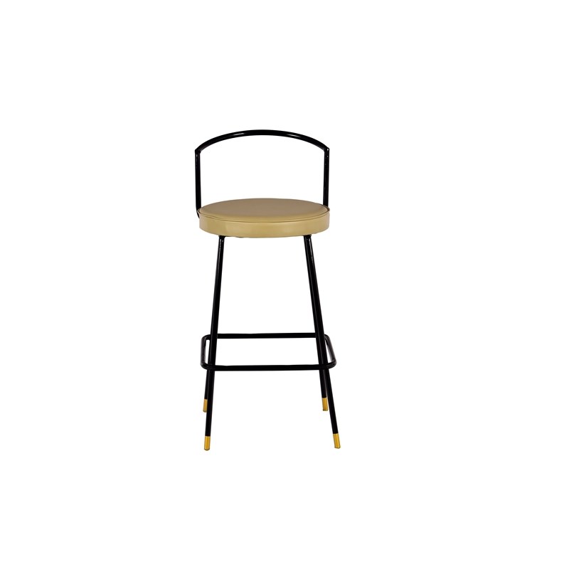 Spitiko Homes Bar chair Black Water Coat Metal and Beige Fabric