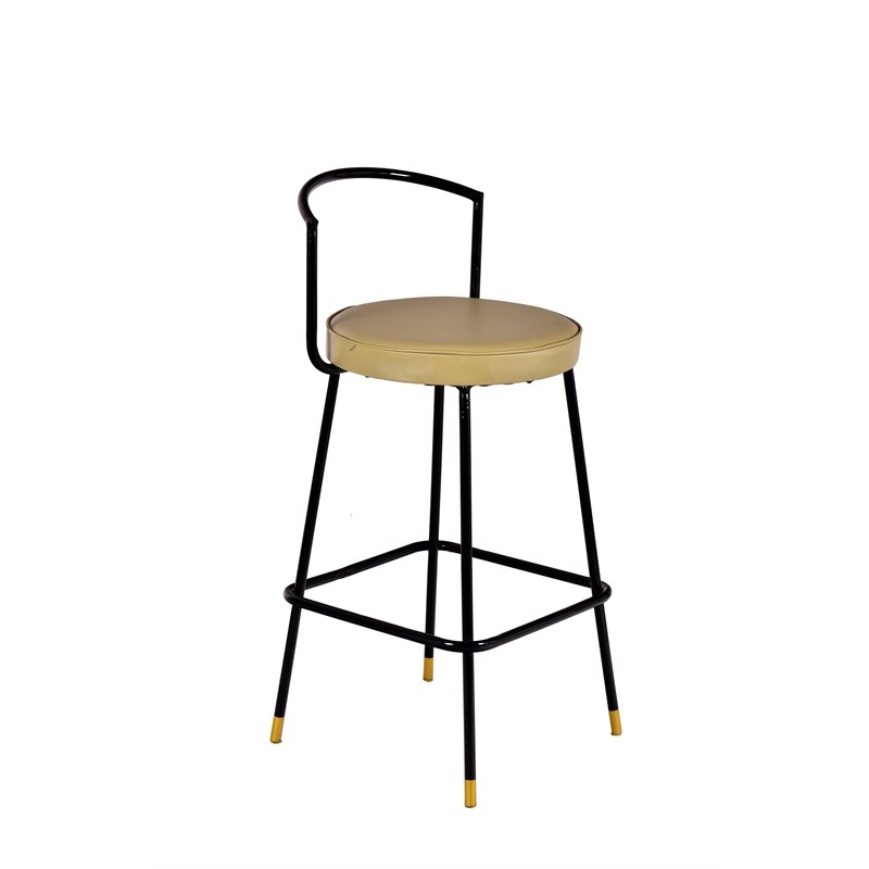Spitiko Homes Bar chair Black Water Coat Metal and Beige Fabric
