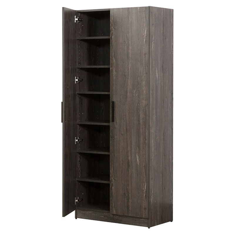 Klair Living Mia Farmhouse Wood Shoe Cabinet with Six Shelves in Rustic Gray