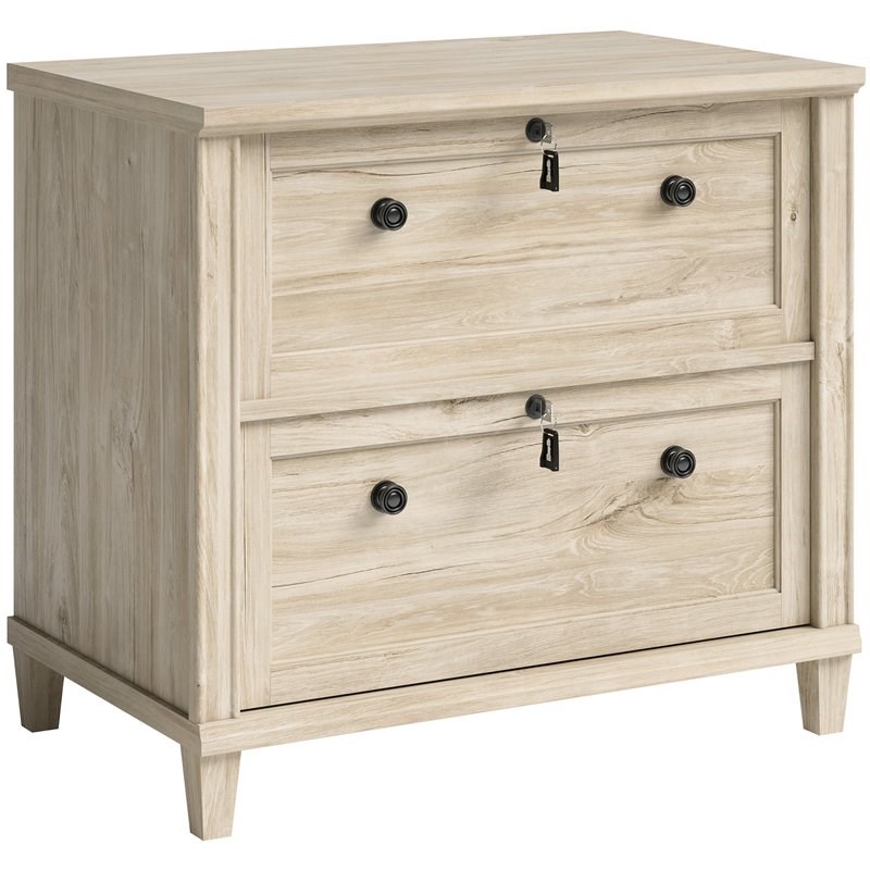 Urbanpro Contemporary 2 Drawer Wooden Lateral File Cabinet in Chalk Oak