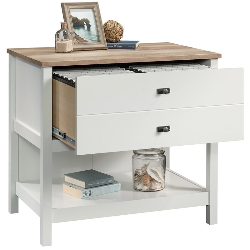 Urbanpro Farmhouse Engineered Wood Lateral Filing Cabinet in Soft White