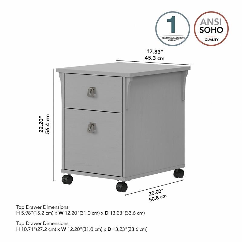Urbanpro 2 Drawer Mobile File Cabinet in Cape Cod Gray - Engineered Wood