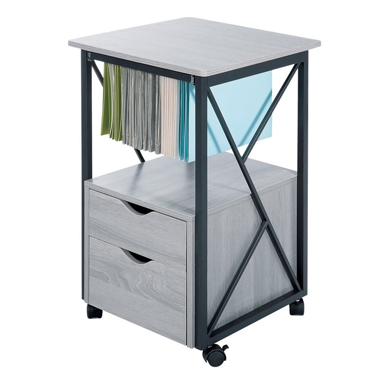 UrbanPro Contemporary 2 Drawer Storage Cart in Gray and Black
