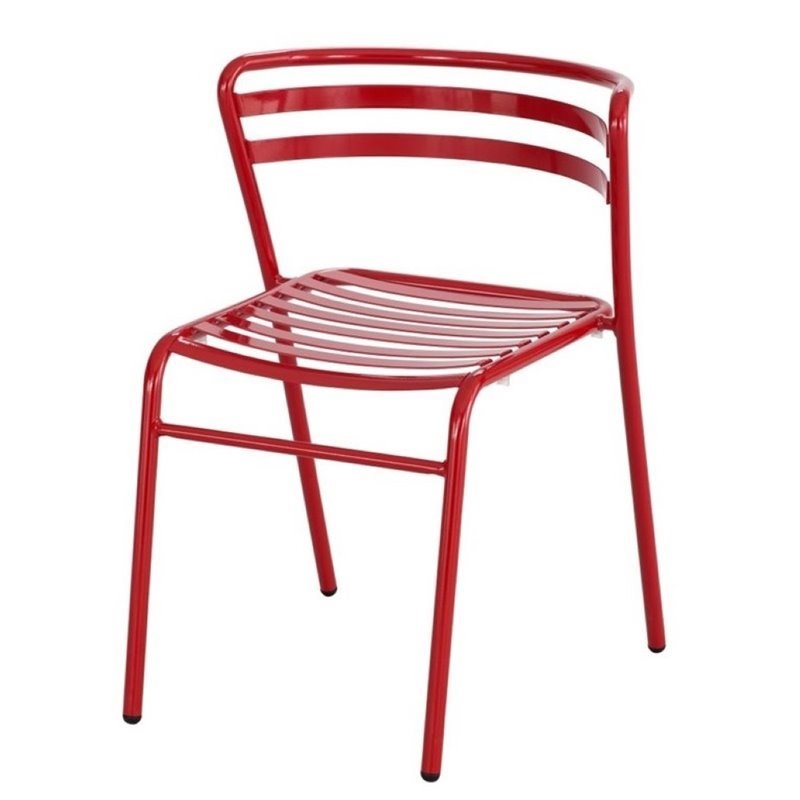 UrbanPro Transitional Steel Stacking Chair in Red (Set of 2)