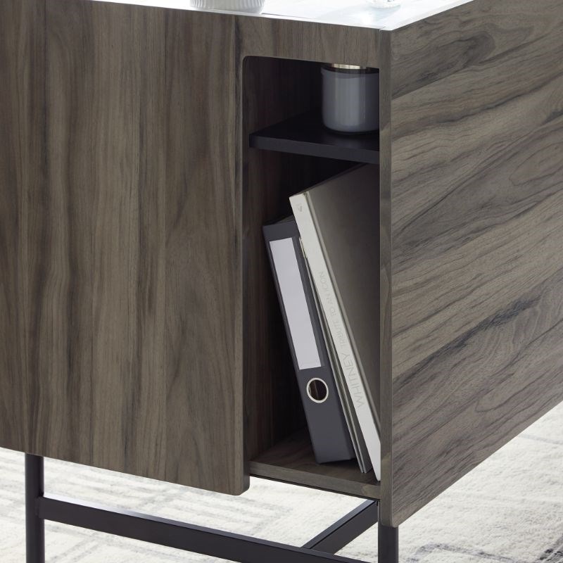UrbanPro Engineered wood Double Pedestal Desk in Jet Acacia Finish