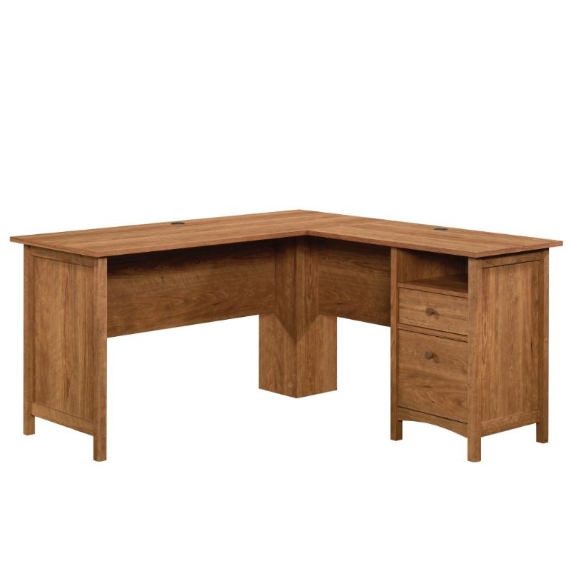 UrbanPro Traditional Engineered wood L-Desk in Prairie Cherry Finish