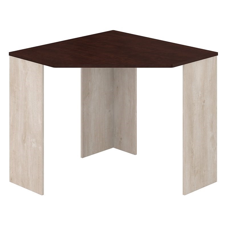 UrbanPro Transitional Corner Desk in Washed Gray and Madison Cherry