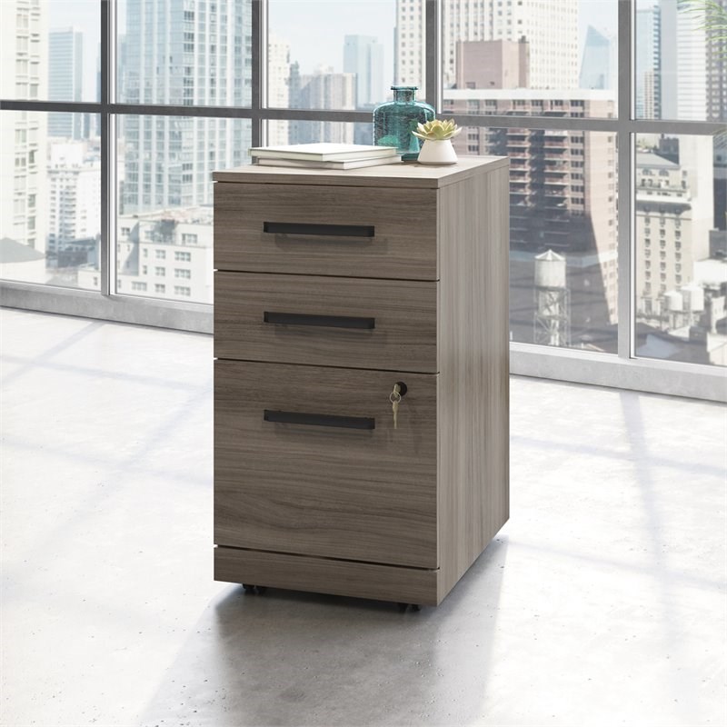 UrbanPro Engineered Wood 3-Drawer Mobile Filing Cabinet in Hudson Elm