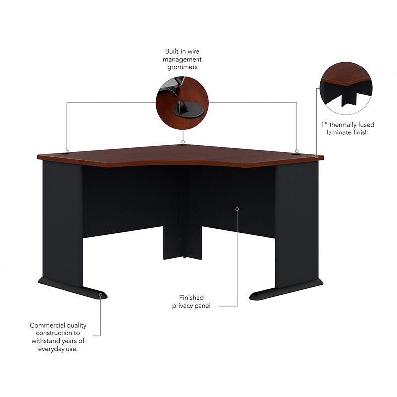UrbanPro 48W Corner Desk in Hansen Cherry and Galaxy - Engineered Wood
