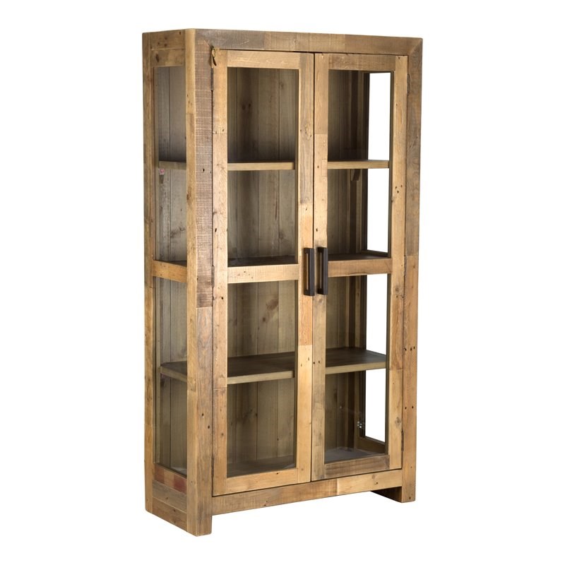 Rustic pine curio cabinets