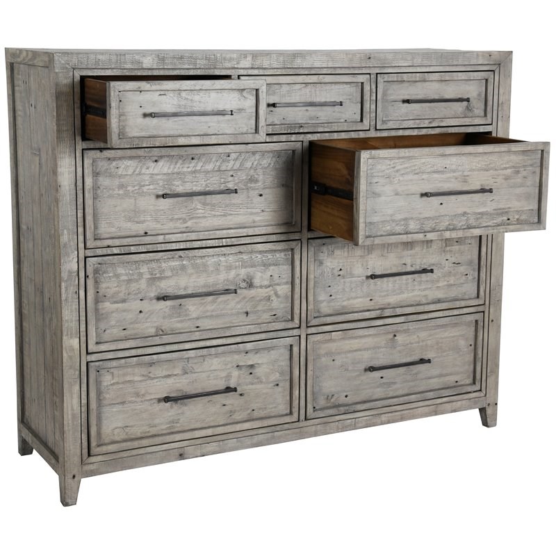 Kosas Home Ridge 9-drawer Transitional Reclaimed Pine Dresser in Stone Gray
