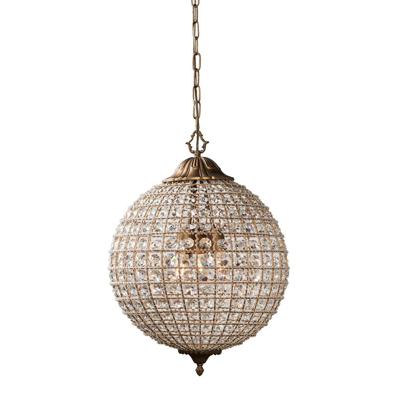 Kosas Home Allesandria 3-light Iron and Crystal Medium Chandelier in Brass/Clear