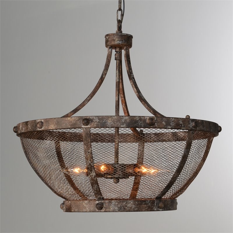 Kosas Home Charleston 6-light Iron Mesh Chandelier in Antique Rustic Bronze