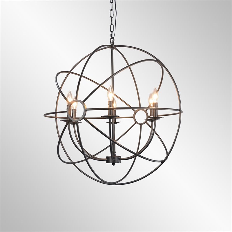 Kosas Home Voltaire 6-light Contemporary Iron Chandelier in Black Finish