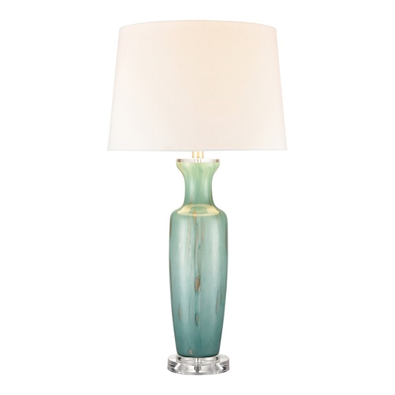 Elk Home Abilene 1-light Transitional Glass and Linen Table Lamp in Green/White