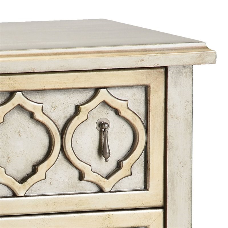 Elk Home Naomi 3-drawer Wood Hand-Painted Chest in Silver/Champagne
