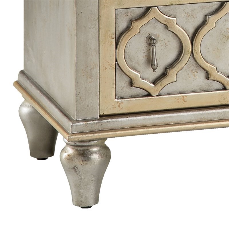 Elk Home Naomi 3-drawer Wood Hand-Painted Chest in Silver/Champagne