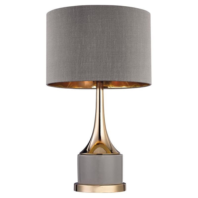 Elk Home Cone Neck 1-Light Ceramic and Metal Small Table Lamp in Gray/Gold