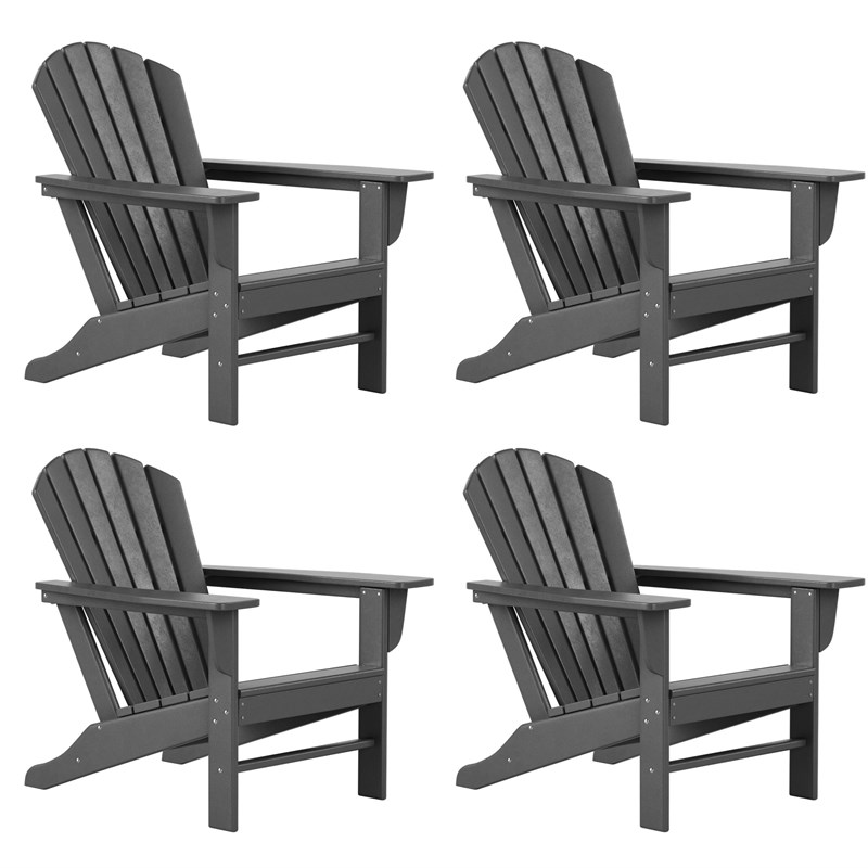 Portside Classic Outdoor Adirondack Chair (Set of 4) in Gray