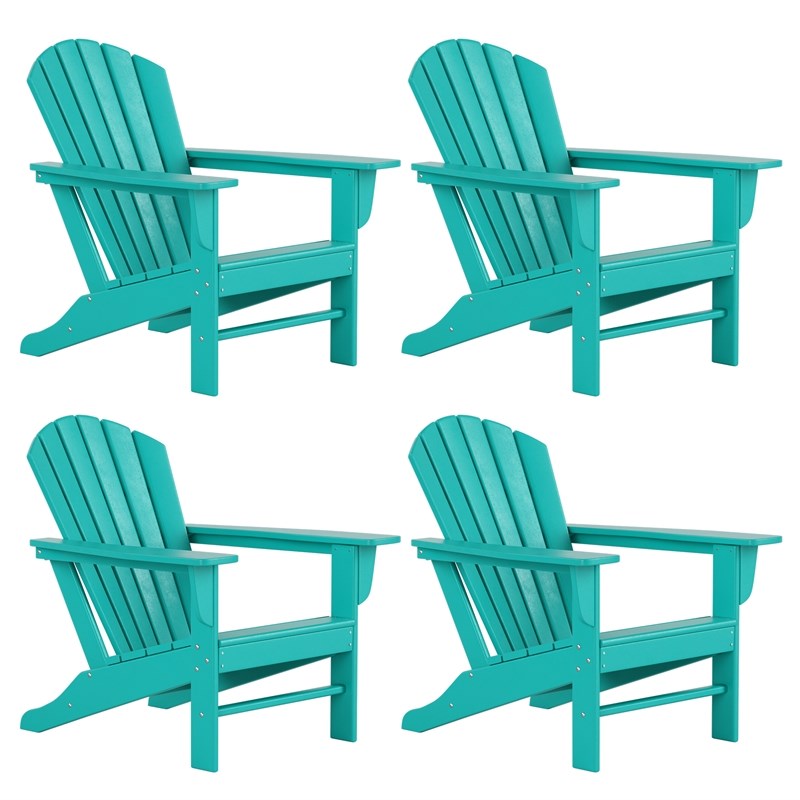 Portside Classic Outdoor Adirondack Chair (Set of 4) in Turquoise
