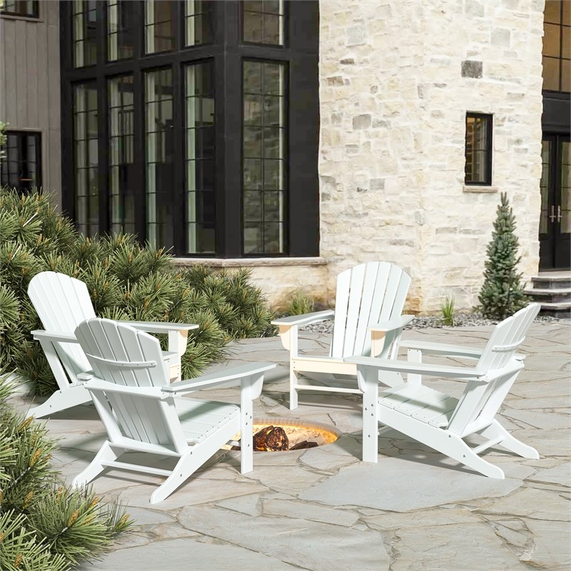 Portside Classic Outdoor Adirondack Chair (Set of 4) in White