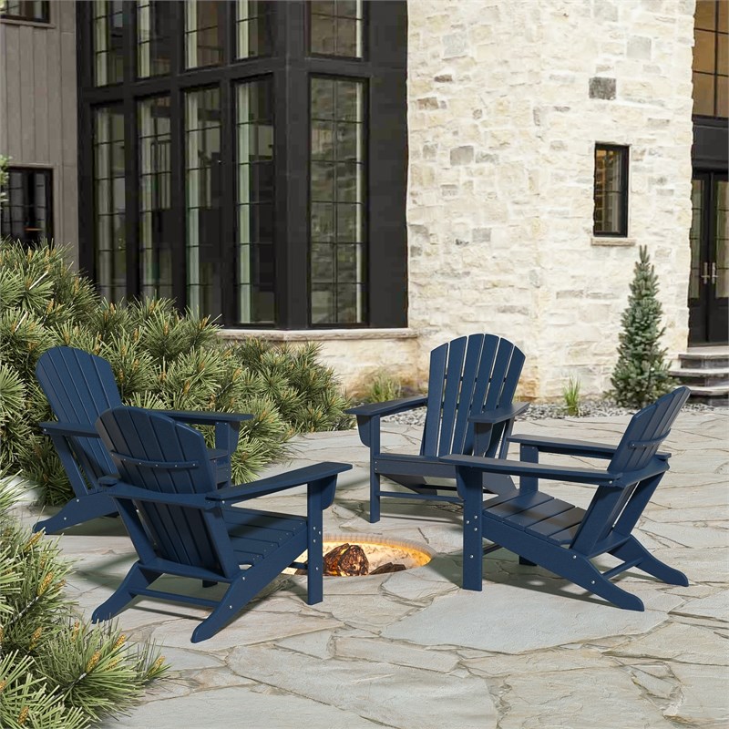Portside Classic Outdoor Adirondack Chair (Set of 4) in Navy Blue