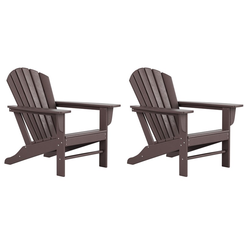 Portside Classic Outdoor Adirondack Chair (Set of 2) in Dark Brown