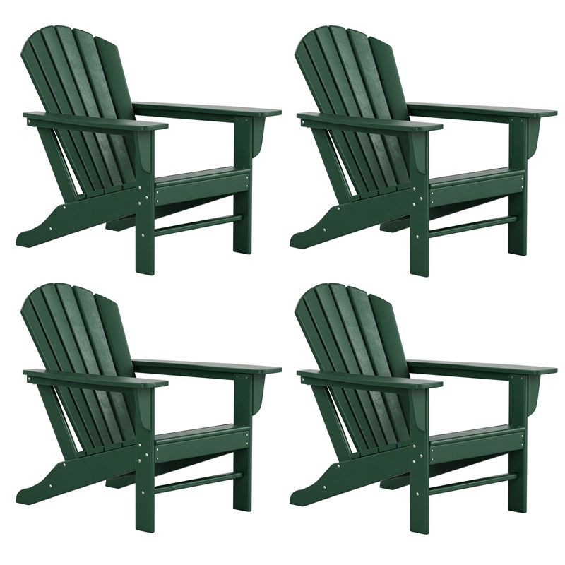 Portside Classic Outdoor Adirondack Chair (Set of 4) in Dark Green