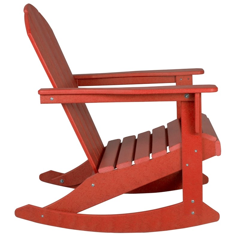Keller HDPE Plastic Outdoor Rocking Chair in Red | Homesquare