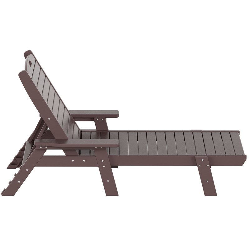 Bayport Outdoor 3PC HDPE Plastic Reclining Chaise Lounge/Table Set Dark