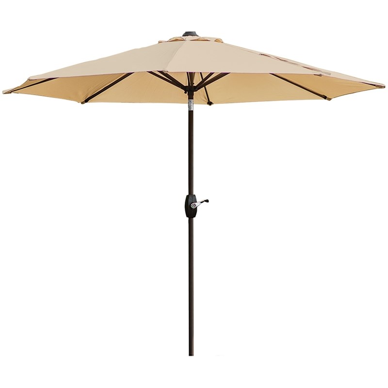 9 ft. Patio Table Market Umbrella with Round Bronze Free Standing Base