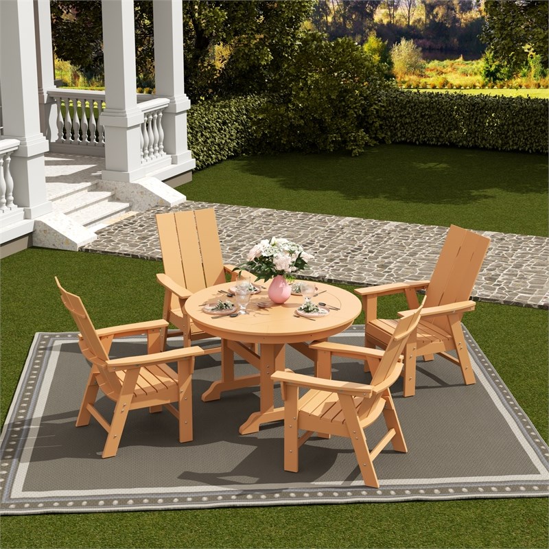 Palms 5Piece Round Dining Table Adirondack Chair Set Homesquare