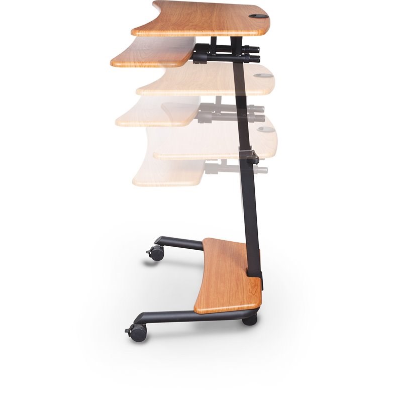 MooreCo Wood Up-Rite Mobile Height Adjustable Sit/Stand Workstation in Brown