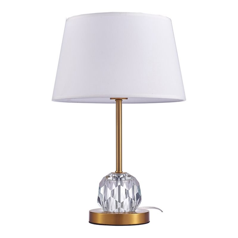 Pasargad Home Aston Contemporary Metal & Crystal Table Lamp Light in White/Clear