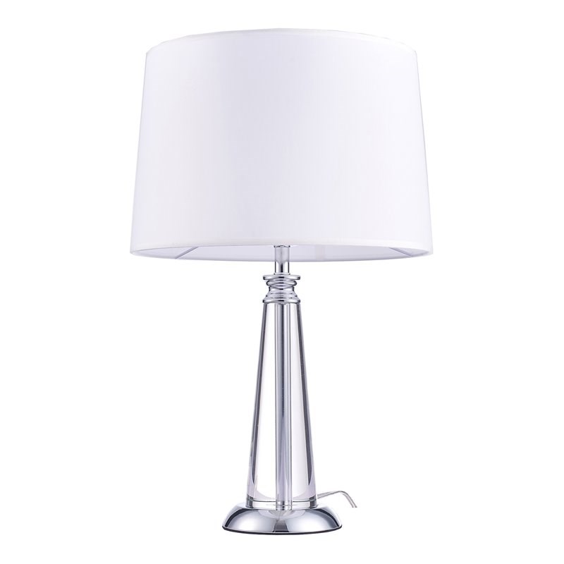Pasargad Home Canova Metal & Crystal Table Lamp Light in White/Clear