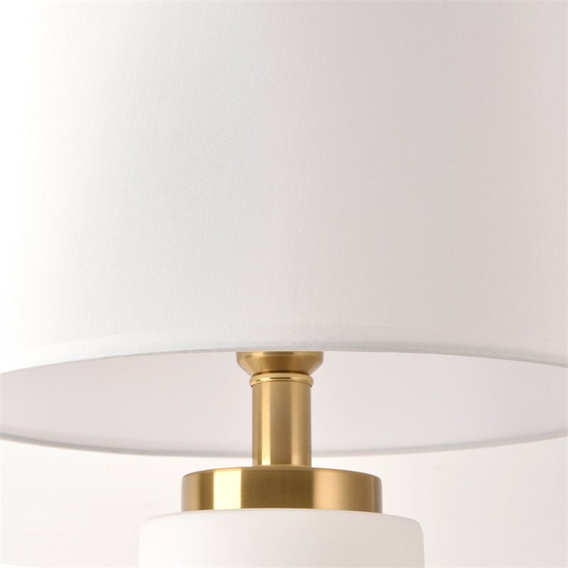 Pasargad Home Faloria Contemporary Metal & Glass Table Lamp Light in White/Gold