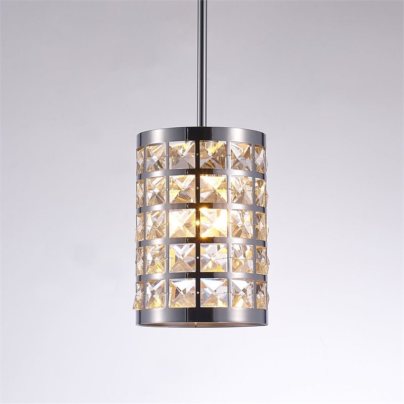 Pasargad Home Hermoza 1-Light Metal & Crystal Pendant Light in Chrome/Clear
