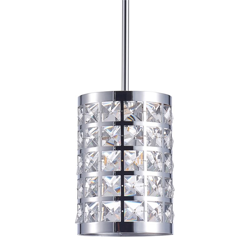 Pasargad Home Hermoza 1-Light Metal & Crystal Pendant Light in Chrome/Clear