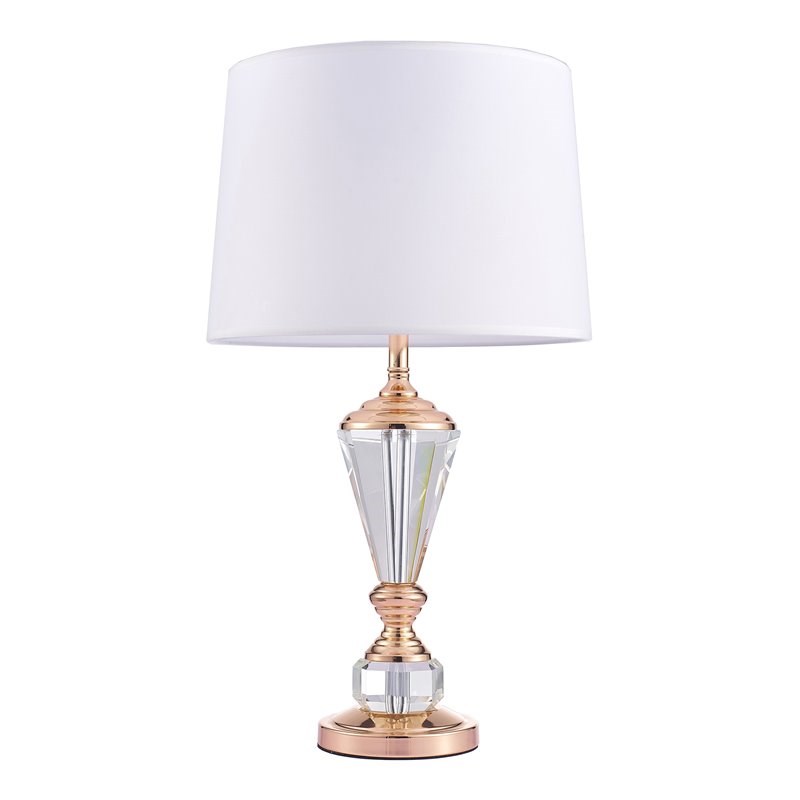 Pasargad Home Luxus Contemporary Metal & Crystal Table Lamp Light in White/Clear
