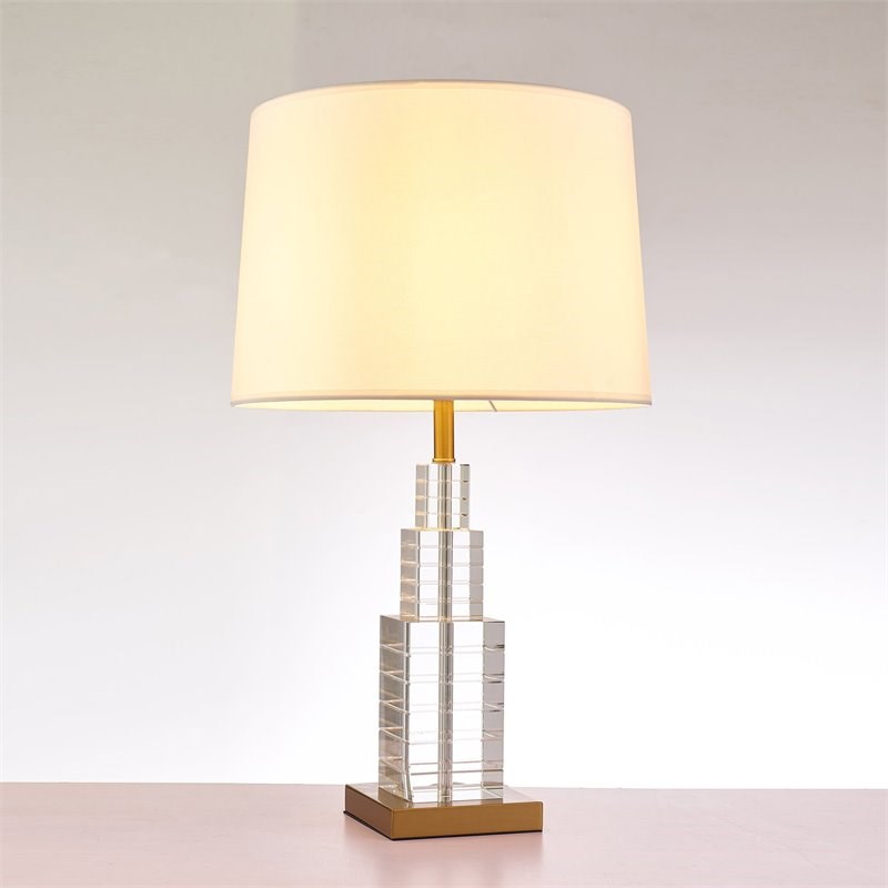 Pasargad Home Ramirez Metal & Crystal Table Lamp Light in White/Clear
