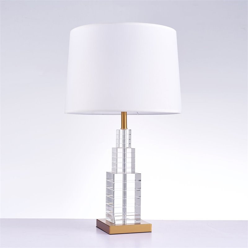 Pasargad Home Ramirez Metal & Crystal Table Lamp Light in White/Clear