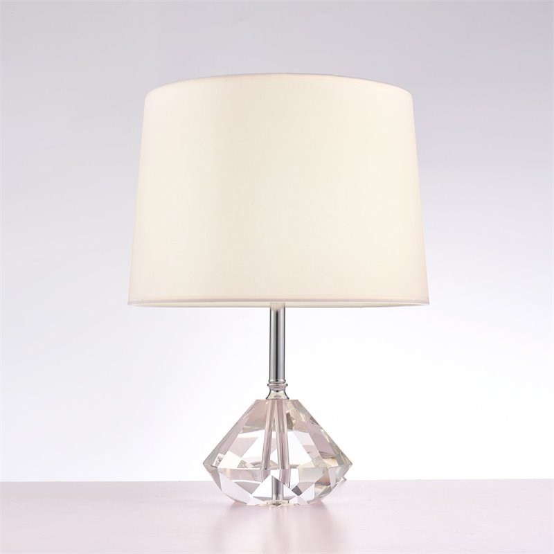 Pasargad Home Tortona Metal & Crystal Table Lamp Light in White/Clear
