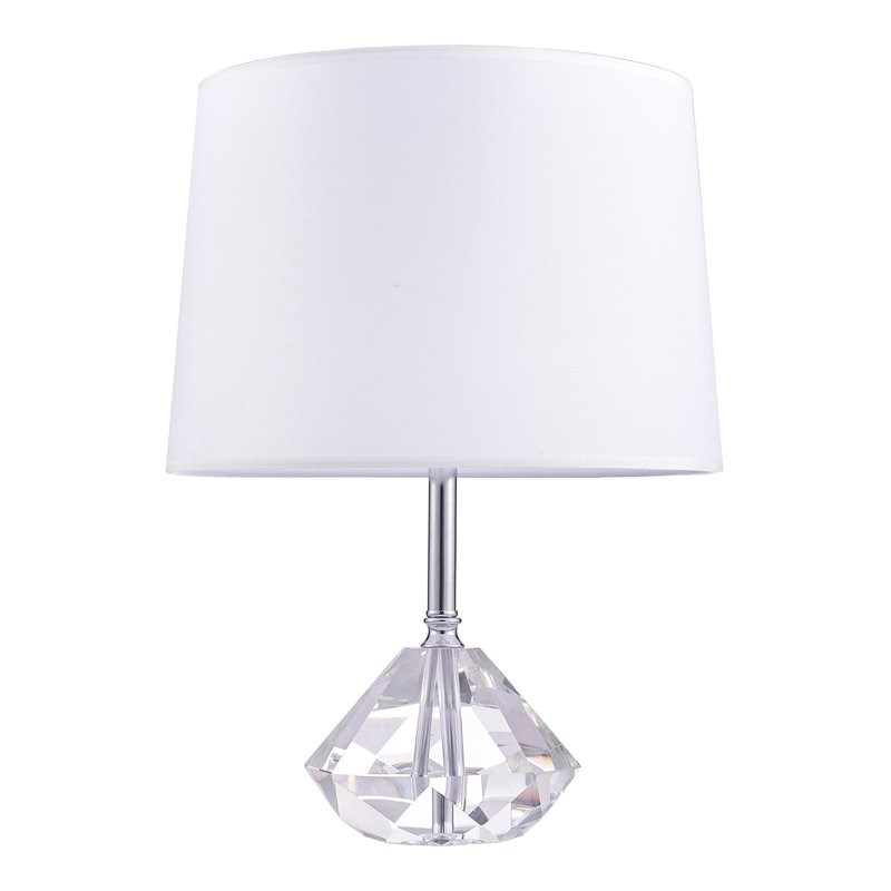 Pasargad Home Tortona Metal & Crystal Table Lamp Light in White/Clear