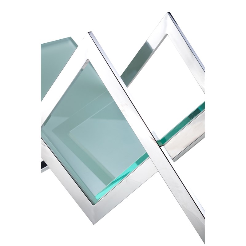 Pasargad Home Luxe Glass & Steel Magazine Holder Chrome