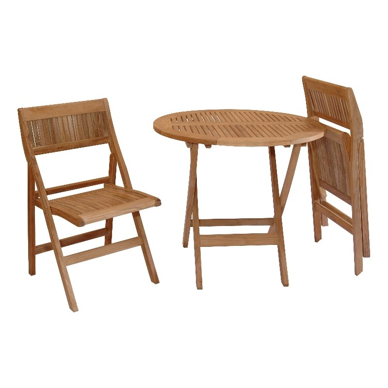 Anderson Teak Windsor 3-Piece Round Teak Bistro Set in Natural | Homesquare