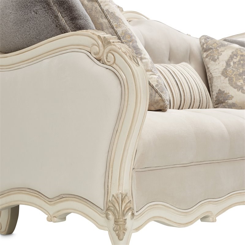 Michael Amini Lavelle Classic Pearl Traditional Polyester Fabric Sofa in Ivory