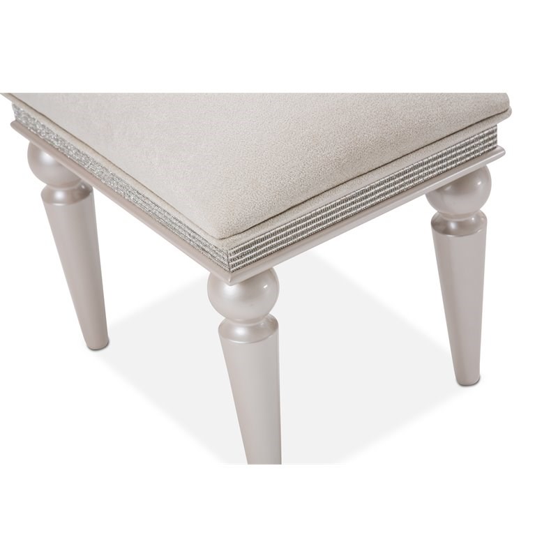 Michael Amini Glimmering Heights Contemporary Wood Vanity Bench in Ivory