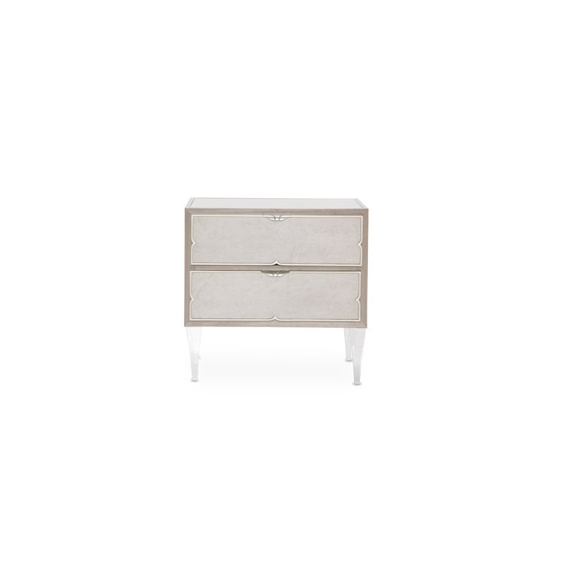 Michael Amini Camden Court Contemporary Wood Nightstand in Ivory Pearl & Taupe